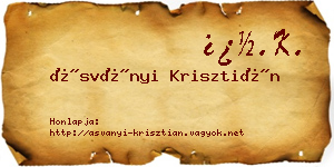 Ásványi Krisztián névjegykártya